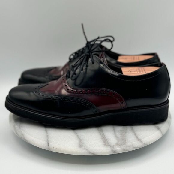 Angel Infantes Men's Leather Oxfords US 7.5 EU‎ 41 Black Burgundy Made in Spain - Picture 3 of 9